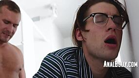 Janitor stretches my nerd twink ass with monster cock