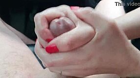 Wife Gives Intense Handjob And Loves Cumshot On Hard Cock