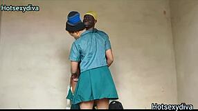 I see girl ride fellow student's cock almost caught by mom.