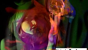 Busty Brunette Natasha Nice Nude Masturbating in Sexy Black Light Video