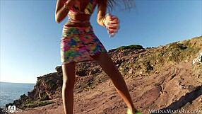 Melena Maria Rya's public pussy dildo play leads to outdoor cum