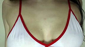 My girlfriend seduces with shoes and socks, then footjob to cum.