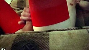 Dana DeVine, the Stunning Crossdresser, Teases in Her Tight Red Tights, Revealing Her Transsexual Desires