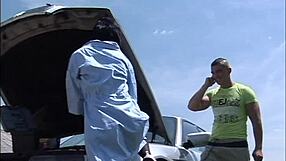 Brunette teen trades hardcore blowjob for car