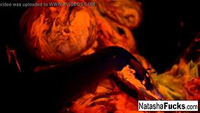 Busty Brunette Natasha Nice Nude Masturbating in Sexy Black Light Video