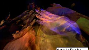Busty Brunette Natasha Nice Nude Masturbating in Sexy Black Light Video
