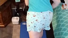 Morning naked yoga session with big tits and ass