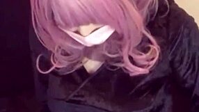 asian shemale in cat ears crossdressing for live masturbation and anal fucking