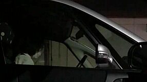 I am experiencing car interior exposure in Japan. Asian woman flashing discreetly.