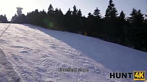 European man or elderly man snagging a hot skier girl for plains/sex