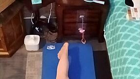 Morning naked yoga session with big tits and ass