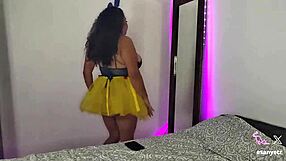 chubby homemade party girl with big tits enjoys halloween quickie