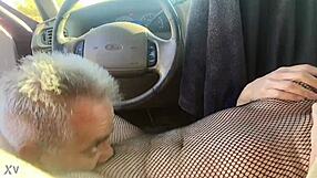 Easylara Licks Lara's Big Tits and Pussy in Truck