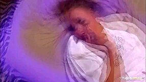 The slutty blonde's pussy gets railed hard, ruining her makeup