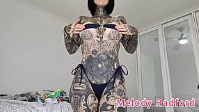 Melody Radford in Snakeskin Yellow White and Blue Skimpy Micro Bikini Teases Mature Ass