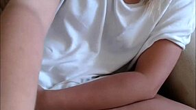 Blonde transsexual masturbates and cums on live webcam