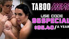 Alexa Payne stuck under bed with MILF threesome