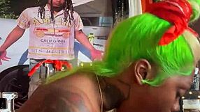 Ebony babe gives sloppy blowjob as webcam birthday gift