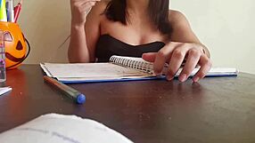 Colombian stepsister shows panties under miniskirt