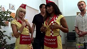 Blondes Suck And Fuck Multiple Cocks