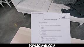 busty stepmom says, 'suck my tits while i blow you'