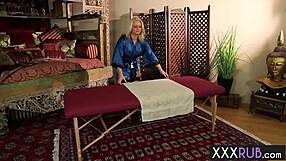 Horny mature Maya Devine sucks and rides dirty big cock client after massage