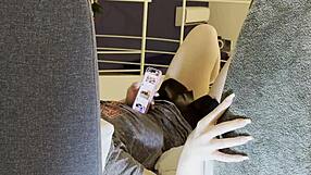 Hot college girl with tight pussy and thick thighs slowly edges a cock for precum 😏