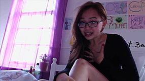 Asian teen with big tits and glasses vlogs amateur scenes