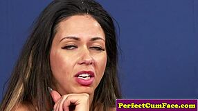 Busty British babe jerks black dick.