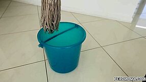 stepmom christie stevens cleans room with no panties, tempting me