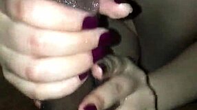 Sexy QueenMarie97 gives oily handjob on cock, teasing with strokes