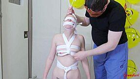 Blonde bondage slut gets analized roughly.