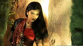 bollywood girl dances seductively while undressing, revealing her pretty nude body in a striptease