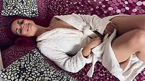 Princess reaches orgasm moaning with wet pussy and natural tits