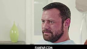 Busty milf Carmela Clutch sucks Sergeant Miles' cock intensely and rides him hard.