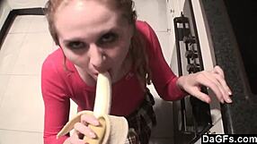 these amateur lesbians are kissing and touching small tits in the kitchen