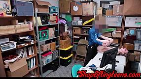 A small teenage girl is caught with her hand in her bag, stealing, and sleeps with a security official