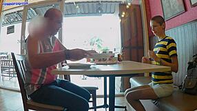 having wild sex in a public toilet with creampie finish