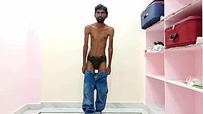 rajesh shows off his skinny ass while spanking and moaning during masturbation