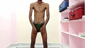 rajesh shows off his skinny ass while spanking and moaning during masturbation