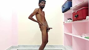 rajesh shows off his skinny ass while spanking and moaning during masturbation