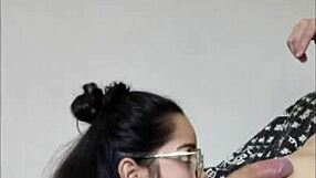 Watch This Teen Nerd Girl Give A Suggestive Blowjob On Webcam.