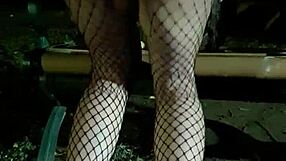 Tingting Outdoor Masturbation in Fishnets