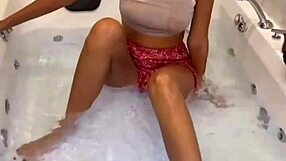 Man, wet clothed sex in jacuzzi with this hot tall brunette teen rocks!