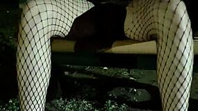 Tingting Outdoor Masturbation in Fishnets