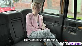 pretty blonde gets her pussy pounded in the backseat, what a wild ride