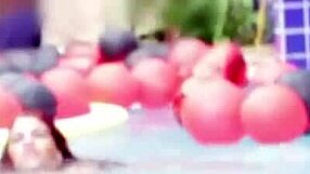 At the beach swing party, Melissa Devassa contrasts innocence with wild group action.