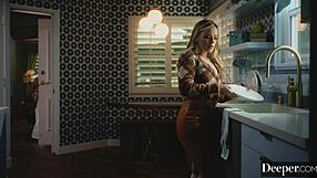 Stunning blonde Anna bound in heels gets dominated by Oliver with blowjob and creampie