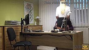 loan4k blonde milf says, 'i need cash, so fuck me hard' while riding creditor's cock in office