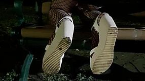 Tingting Outdoor Masturbation in Fishnets